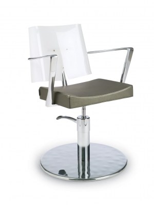 Sillón peluquería Acrilia - base Malcom, respaldo plexiglass opalino